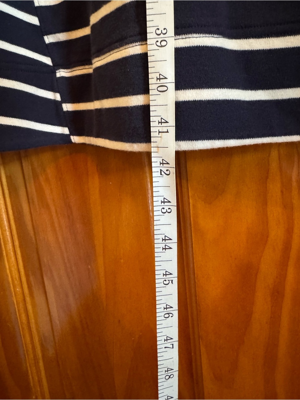 Time and Tru Navy and White Striped Midi Tee Dress - Picture 5 of 6